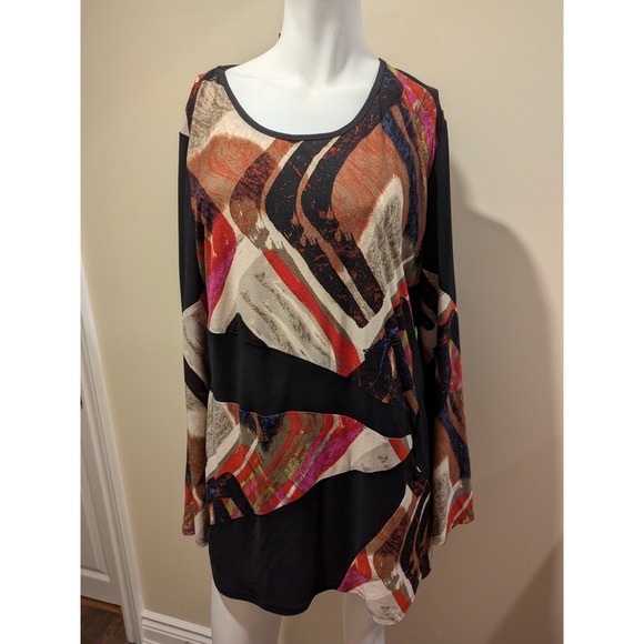 Vintage Frank Lyman Women's Tunic Top Long Sleeves Y2K Geometric Size 16 EUC - Picture 3 of 9